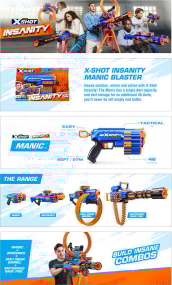 Zuru X Shot - Gun - Insanity Series 1 - Manic - 24 Skud