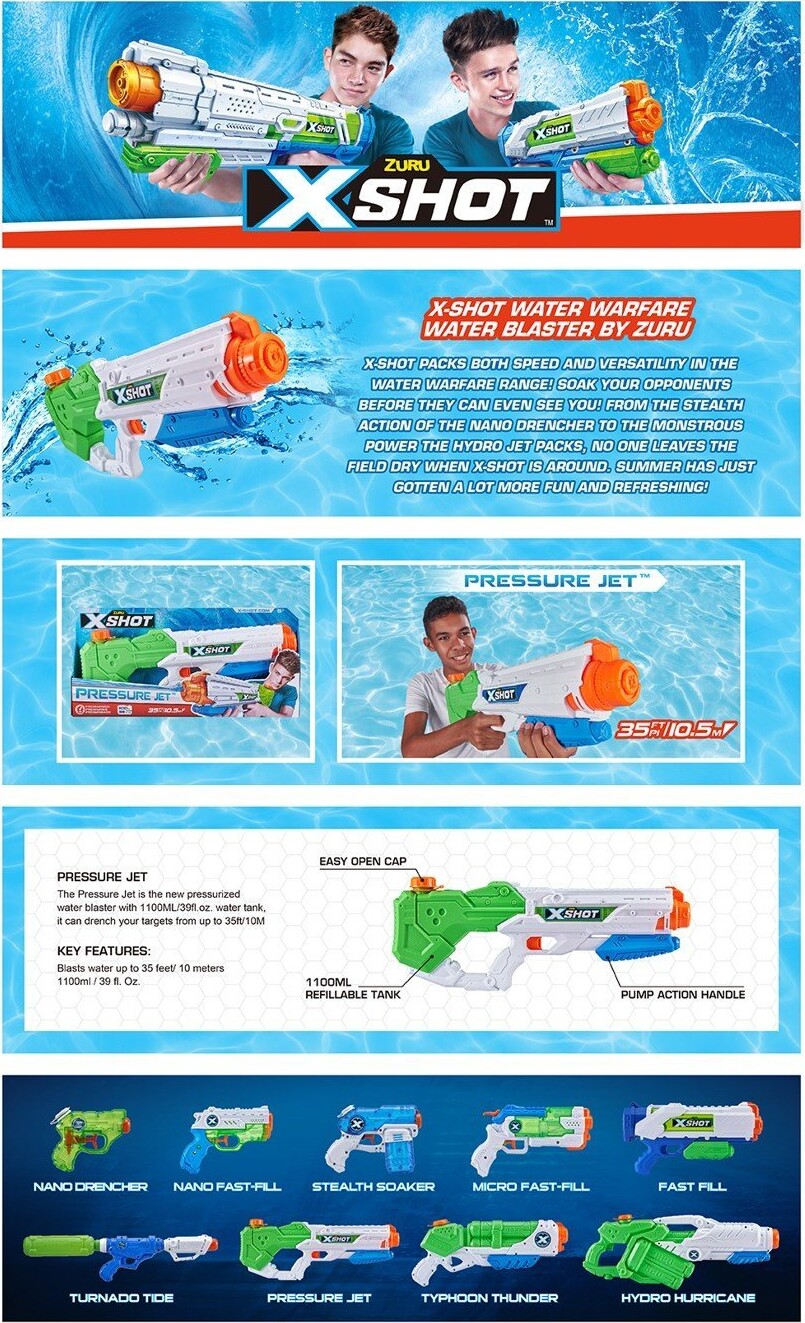 Zuru Xshot Water Warfare Pressure Jet Vandpistol Se tilbud og