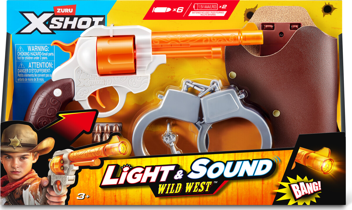 Zuru X-Shot - Cowboy Pistol Og Håndjern Legetøj Sæt - Lys Og Lyd