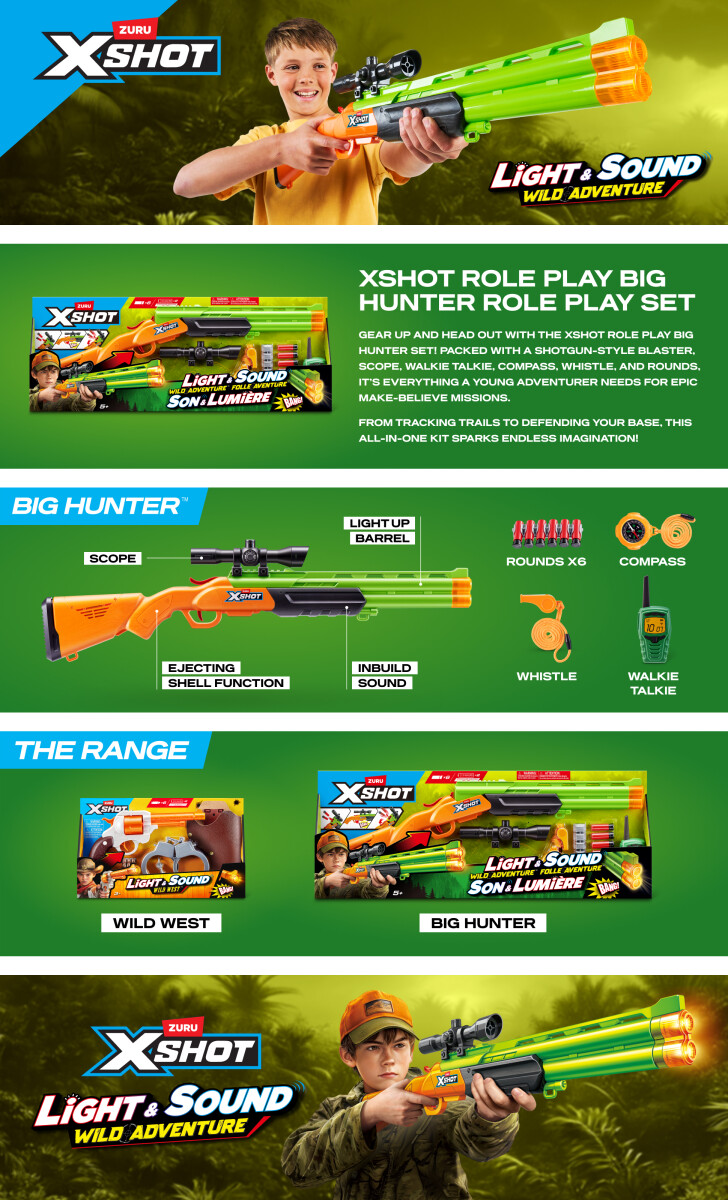 Zuru X-Shot - Shotgun Kikkert Walkie-Talkie Kompas Og Fløjte