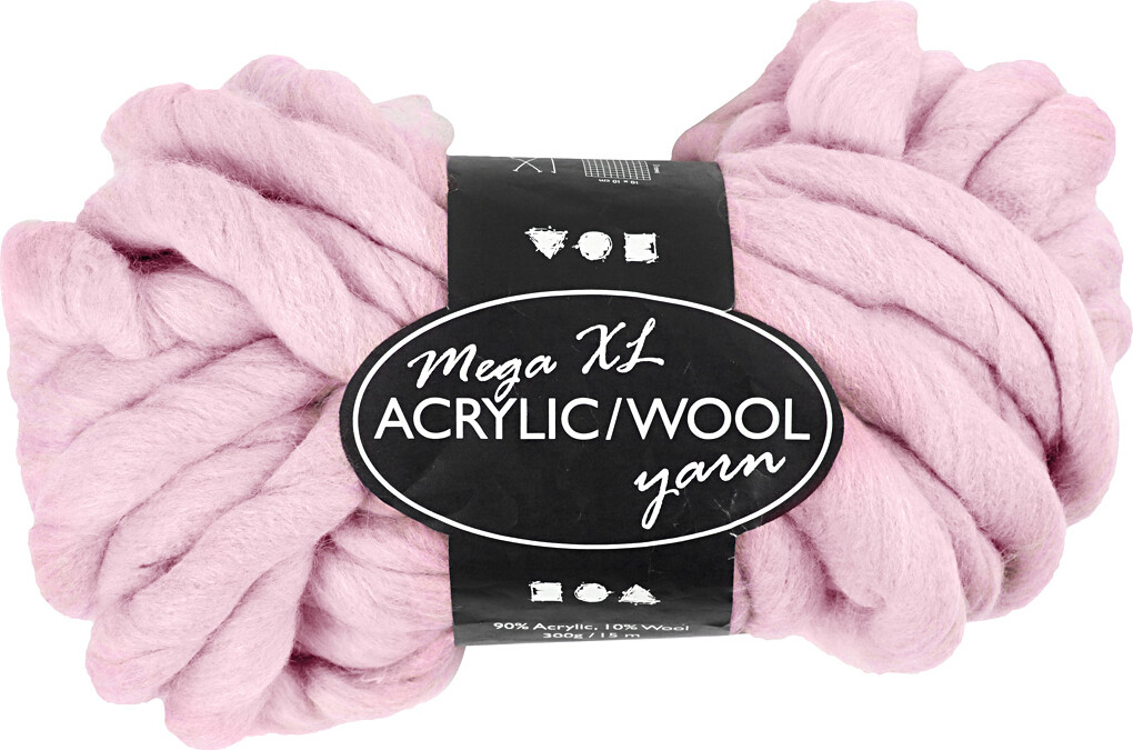 Xl Kæmpegarn - Poly Akryl Uld - L 15 M - Mega - Rosa 300 G