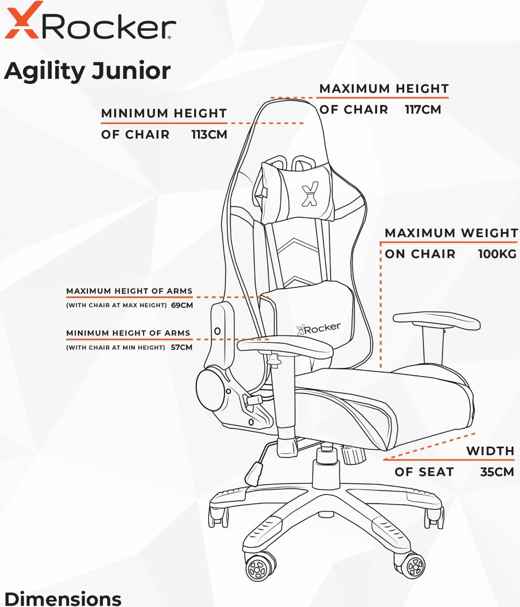 X-Rocker - Agility Sport Esport - Kontor Og Gaming Stol - Sort