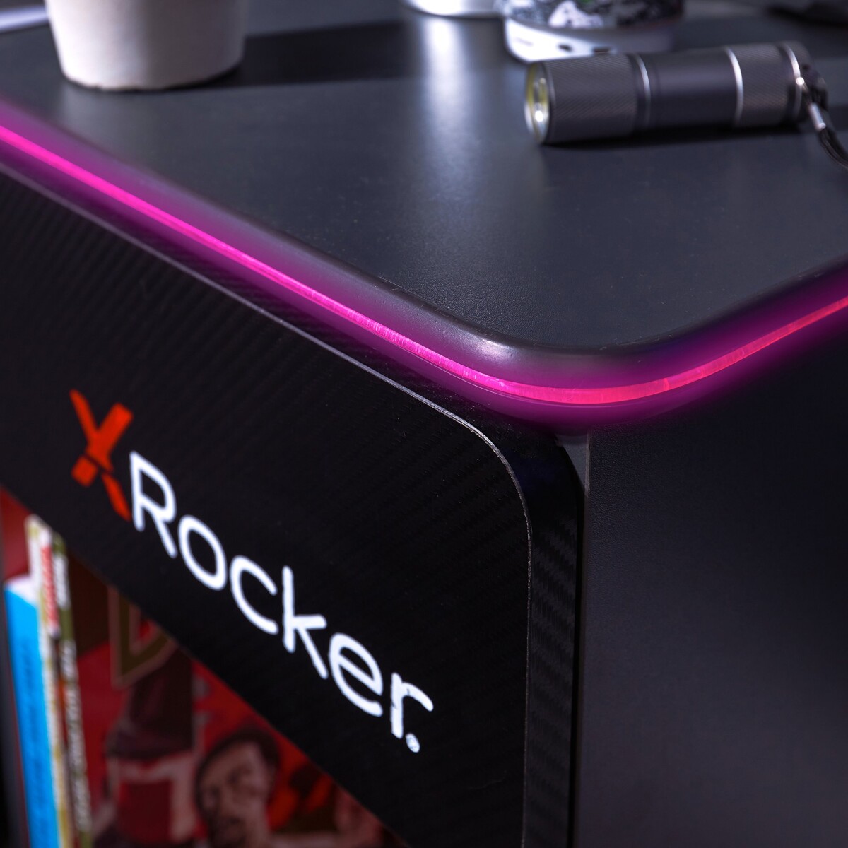 X-Rocker - Carbon-Tek - Gaming Sengebord Med Trådløs Opladning - Sort