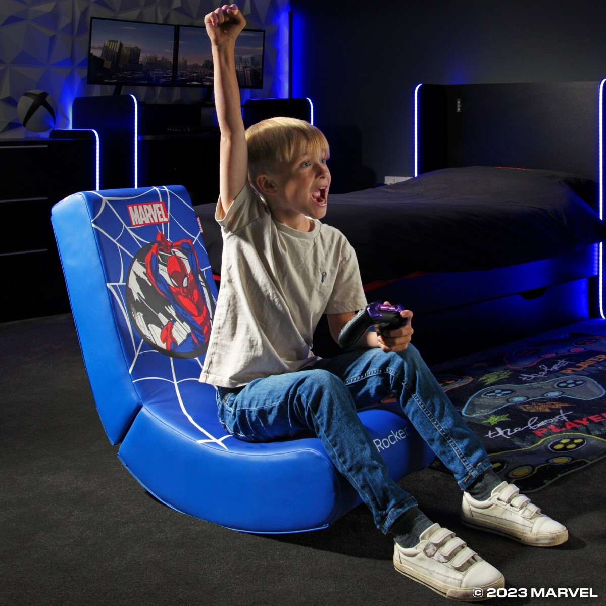 X-Rocker - Marvel - Gaming Gulvstol Til Børn - Spider-Man