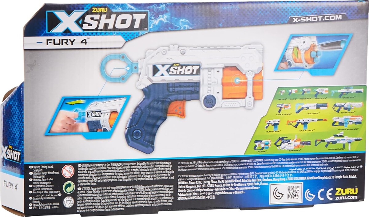 Xshot - Excel Fury 4 Foam Dart Blaster 16 Darts