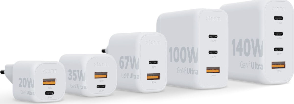 Xtorm - 140W Gan2 Ultra Hjemmeoplader 3Xusb-Cusb-A Hvid