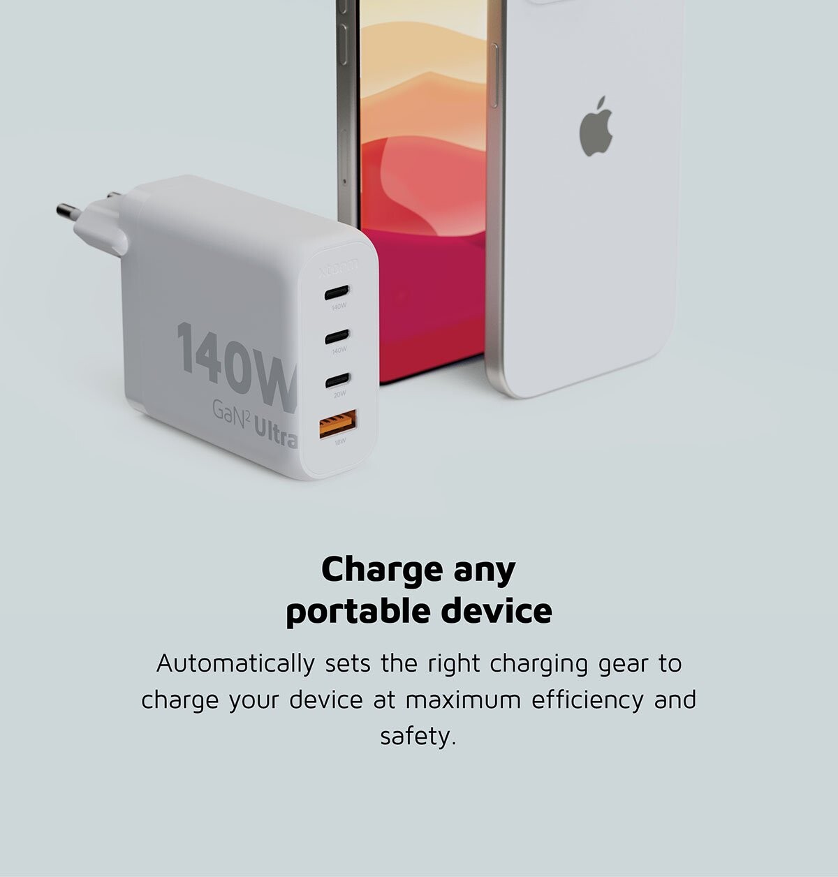 Xtorm - 140W Gan2 Ultra Hjemmeoplader 3Xusb-Cusb-A Hvid