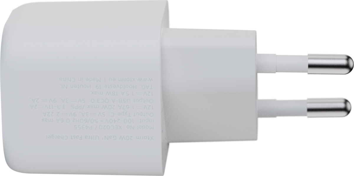 Xtorm - 20W Gan2 Ultra Hjemmeoplader Usb-C Pdusb-A Hvid
