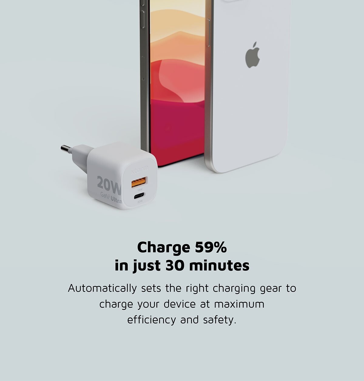 Xtorm - 20W Gan2 Ultra Hjemmeoplader Usb-C Pdusb-A Hvid