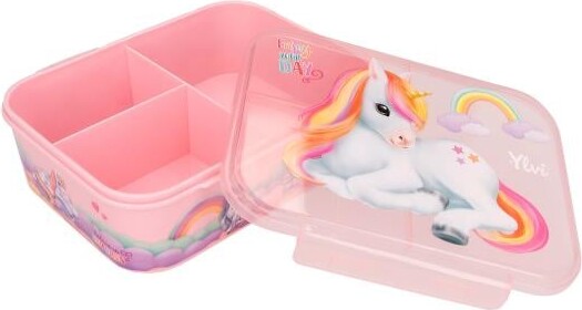 Ylvi - Enhjørning Madkasse Til Børn - 3 Rum - Color Cloud