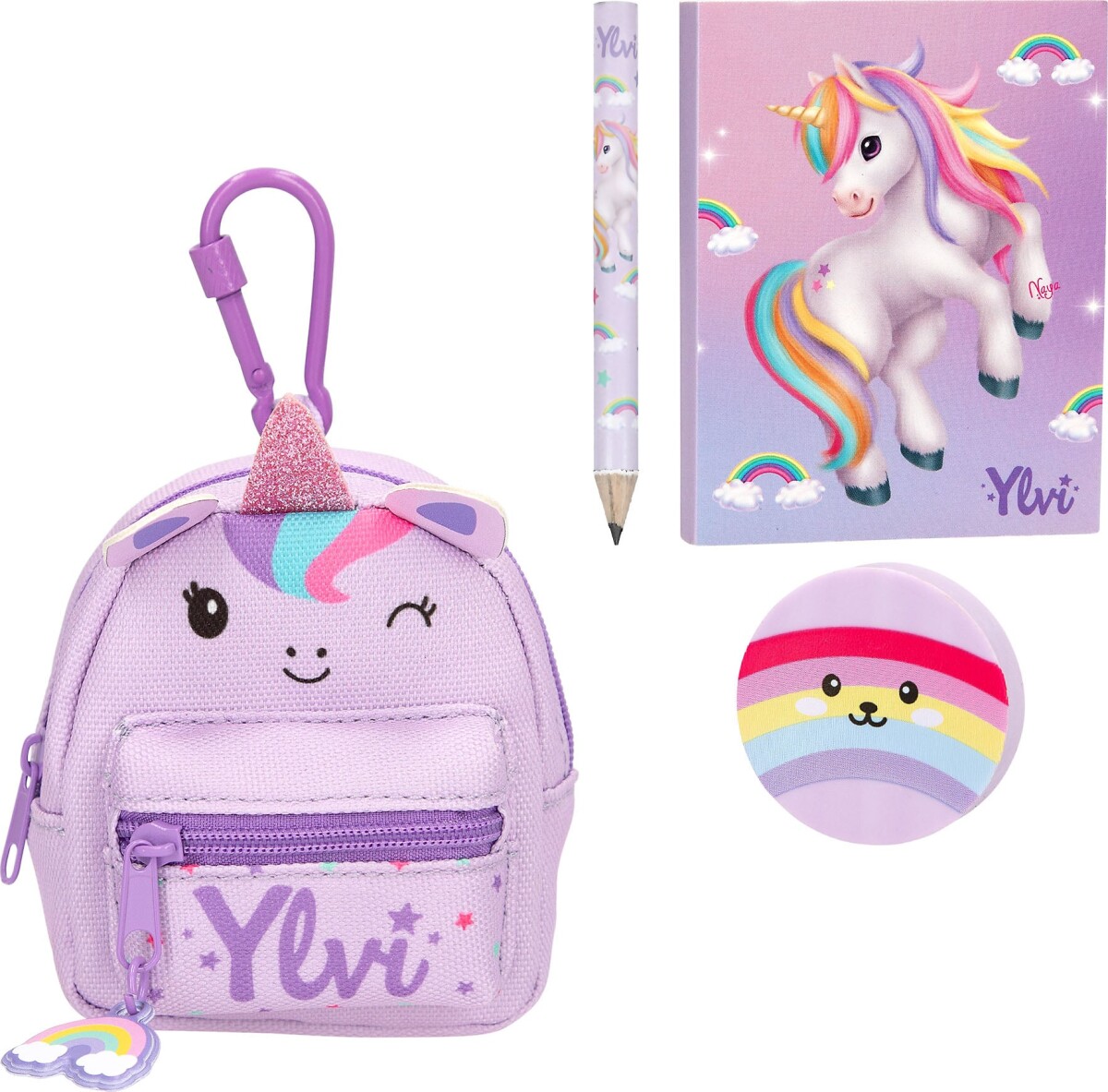 Ylvi - Micro Stationary Rygsæk Med Carabin - Pink And Purple - Mini