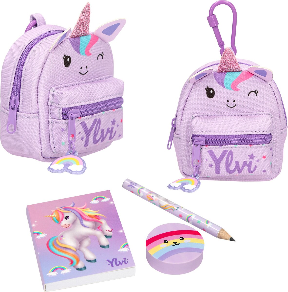 Ylvi - Micro Stationary Rygsæk Med Carabin - Pink And Purple - Mini