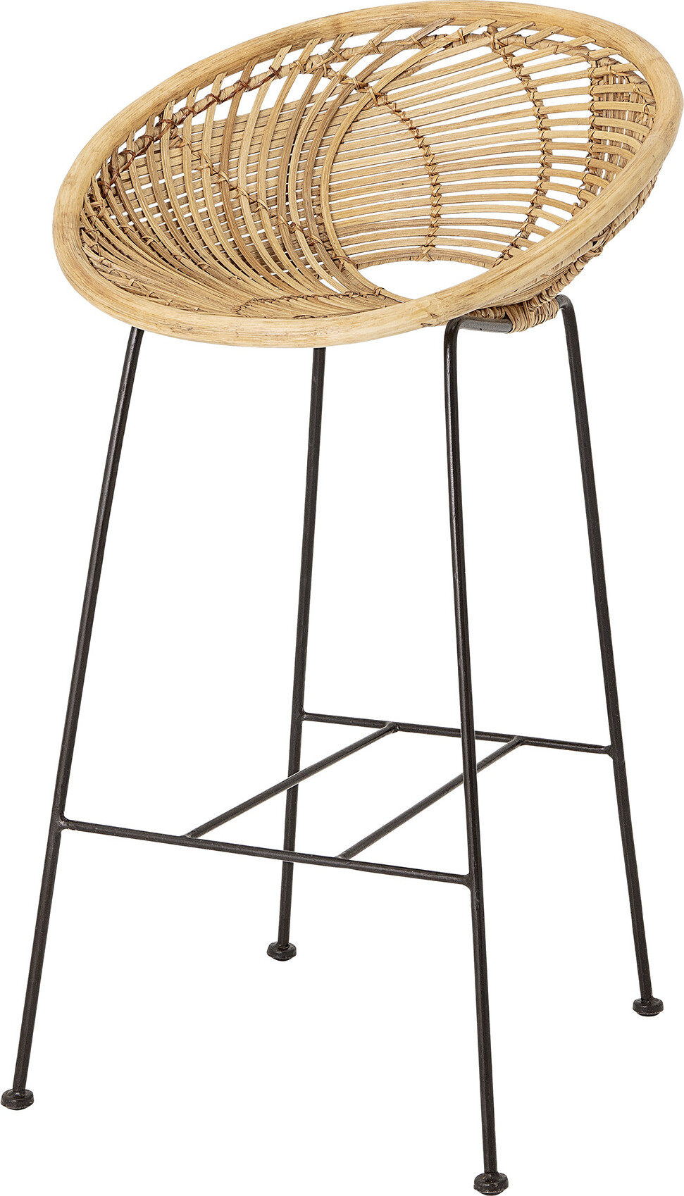 Bloomingville - Yonne Barstol Med Ryglæn - Natur - Rattan - Flet