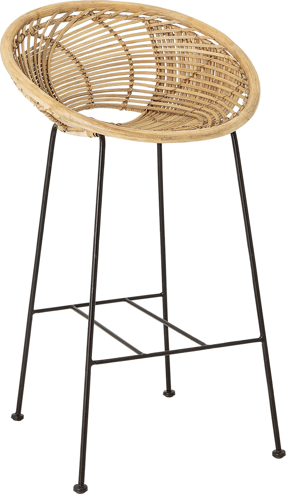 Bloomingville - Yonne Barstol Med Ryglæn - Natur - Rattan - Flet