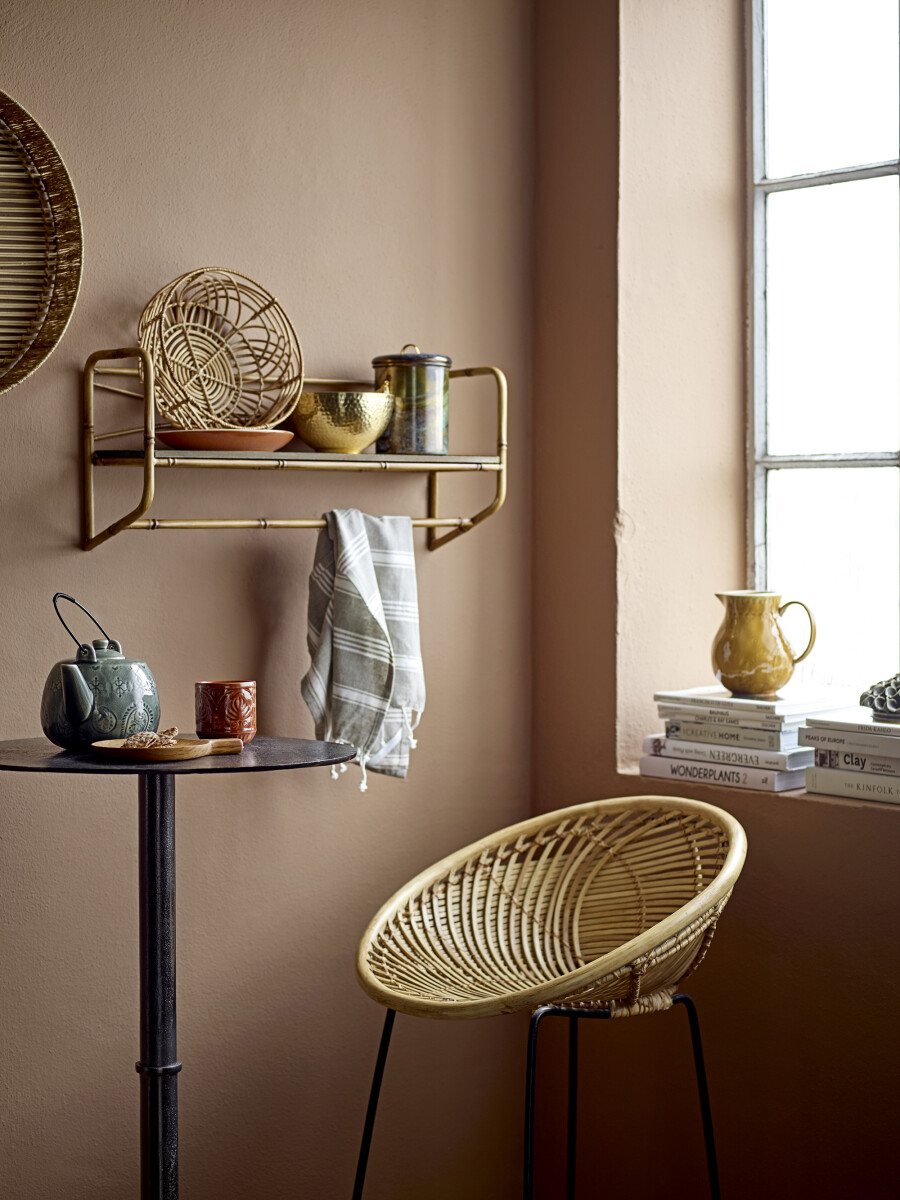 Bloomingville - Yonne Barstol Med Ryglæn - Natur - Rattan - Flet