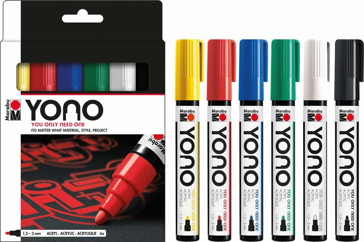 Marabu - Tusser - Yono -1 5-3 0 Mm - 6 Farver