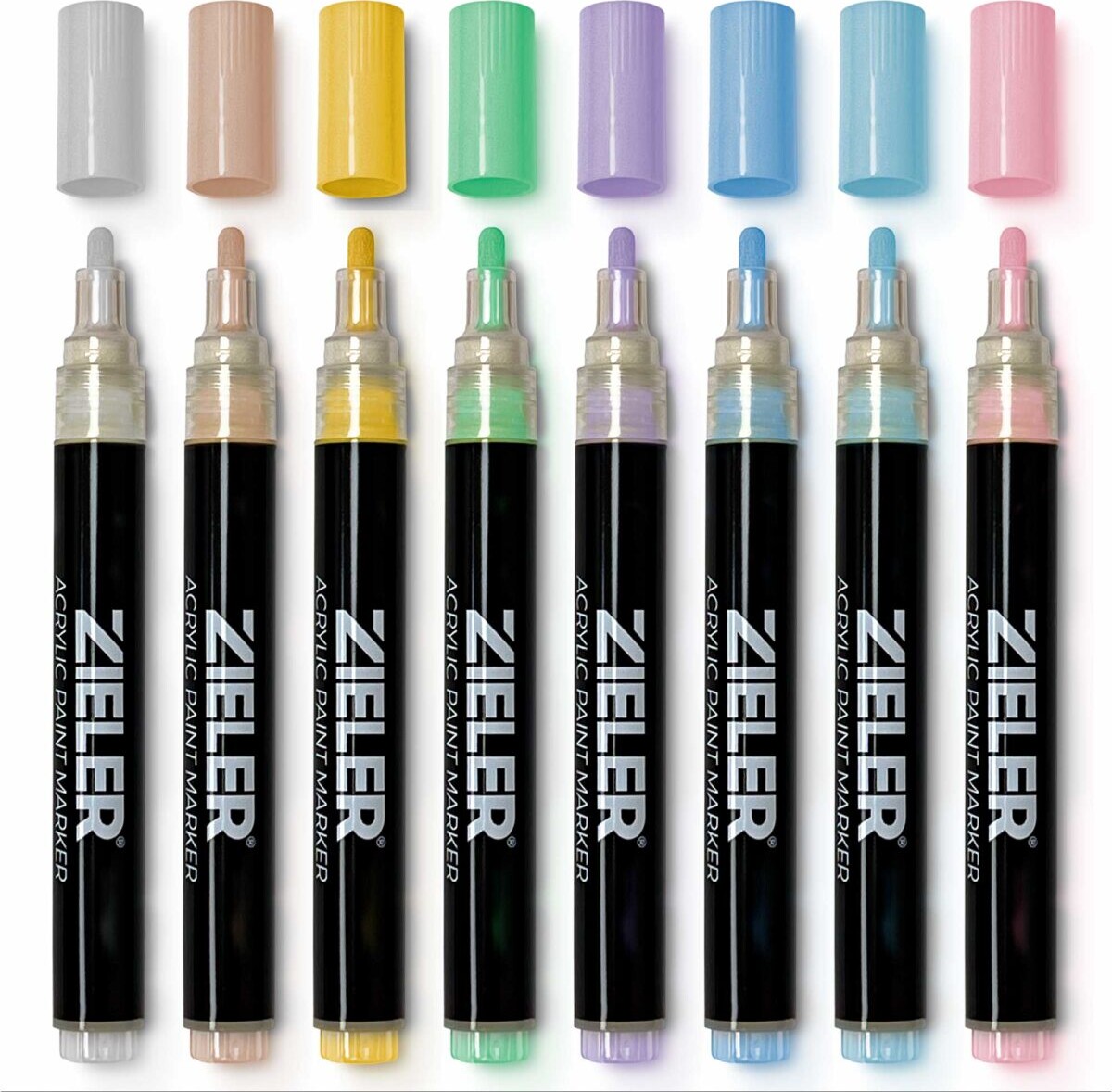 Zieler - 8 Acrylic Pastel Paint Markers - Pastel Tusser - 8 Stk
