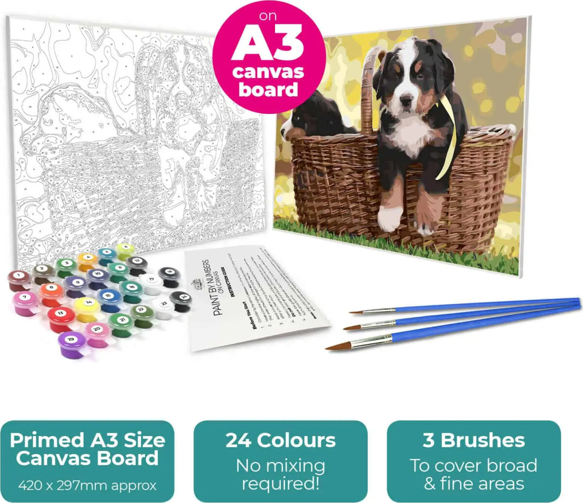 Mal Efter Tal - Voksne Og Børn - Hunde - Lærred - Zieler