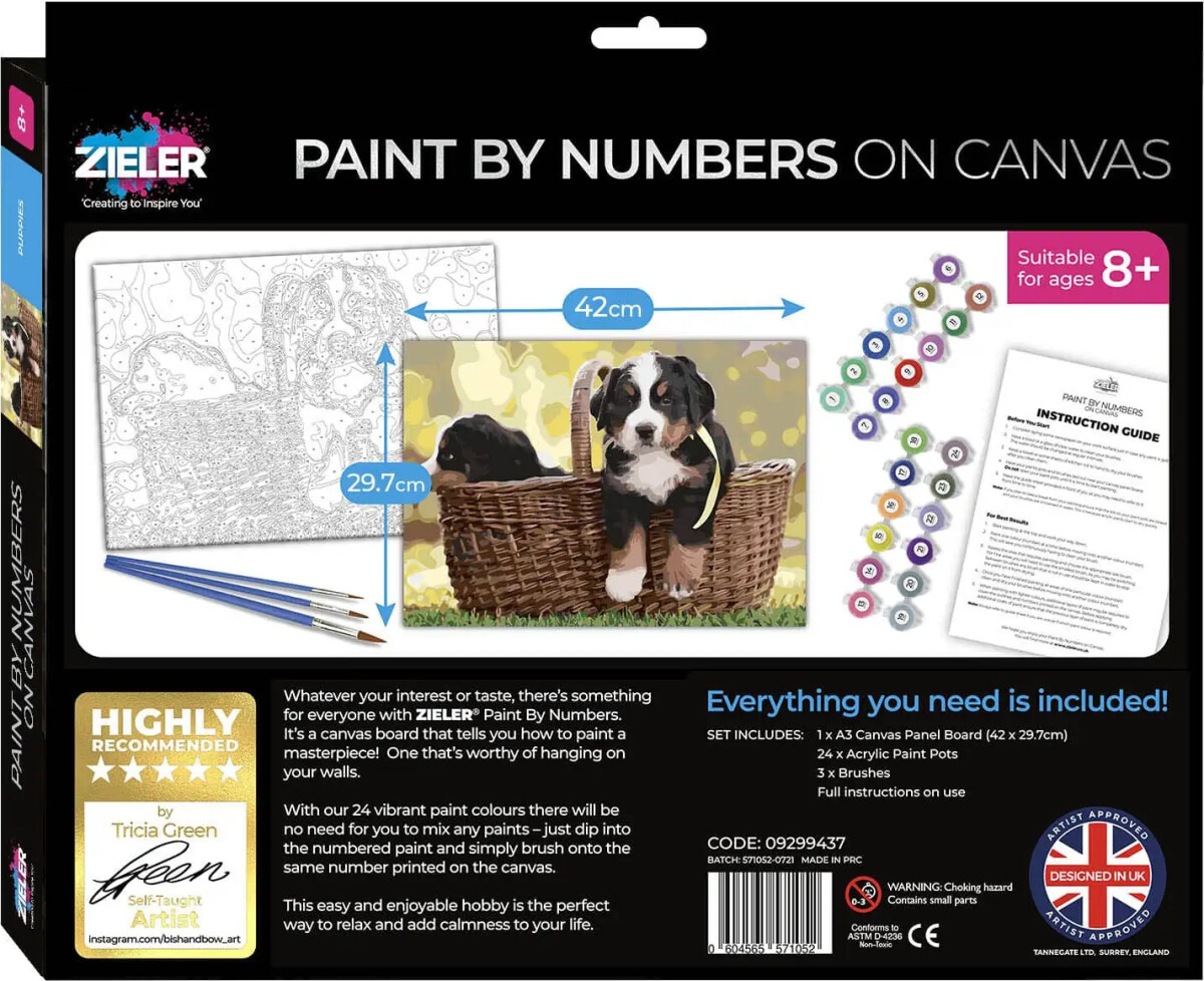 Mal Efter Tal - Voksne Og Børn - Hunde - Lærred - Zieler