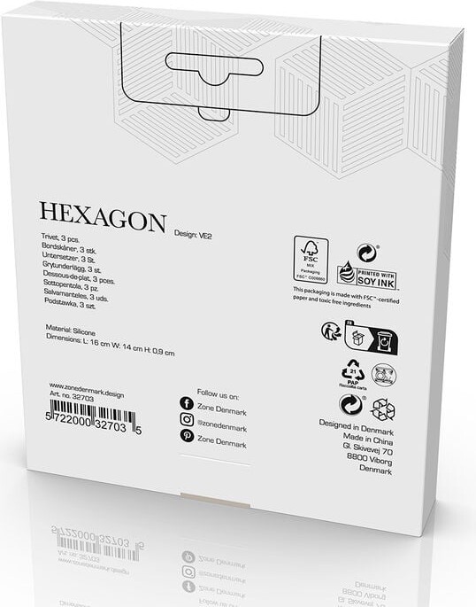 Zone Denmark - Hexagon Bordskånere - 3 Stk - Indigo Dis Oliven-Taupe