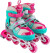Rulleskøjter Med Lys - Str 35-38 - Inliners - Grøn Og Pink