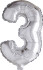 Tal Ballon - Folie - 3 - Sølv - H 41 Cm