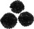 Papir Pomponer - Ø 20 24 30 Cm - 16 G - Sort - 3 Stk