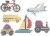 Perleplade Sæt - Bil Fly Båd Traktor Bus Og Cykel - Medium - 6 Stk