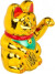 Vinkekat Figur - Guld Farve - Ca 20 Cm